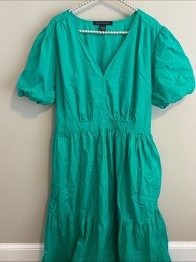 French Connection green xxl puff sleeve maxi dress